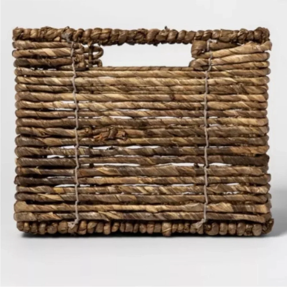 Woven Seagrass Maize Medium Storage Basket with Handles - Brown